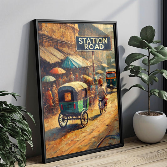 Bangladesh Art, Chittagong Street Scene Wall Decor, Station Road Print, Travel Souvenir, Vintage Travel Poster, Personalized Gift