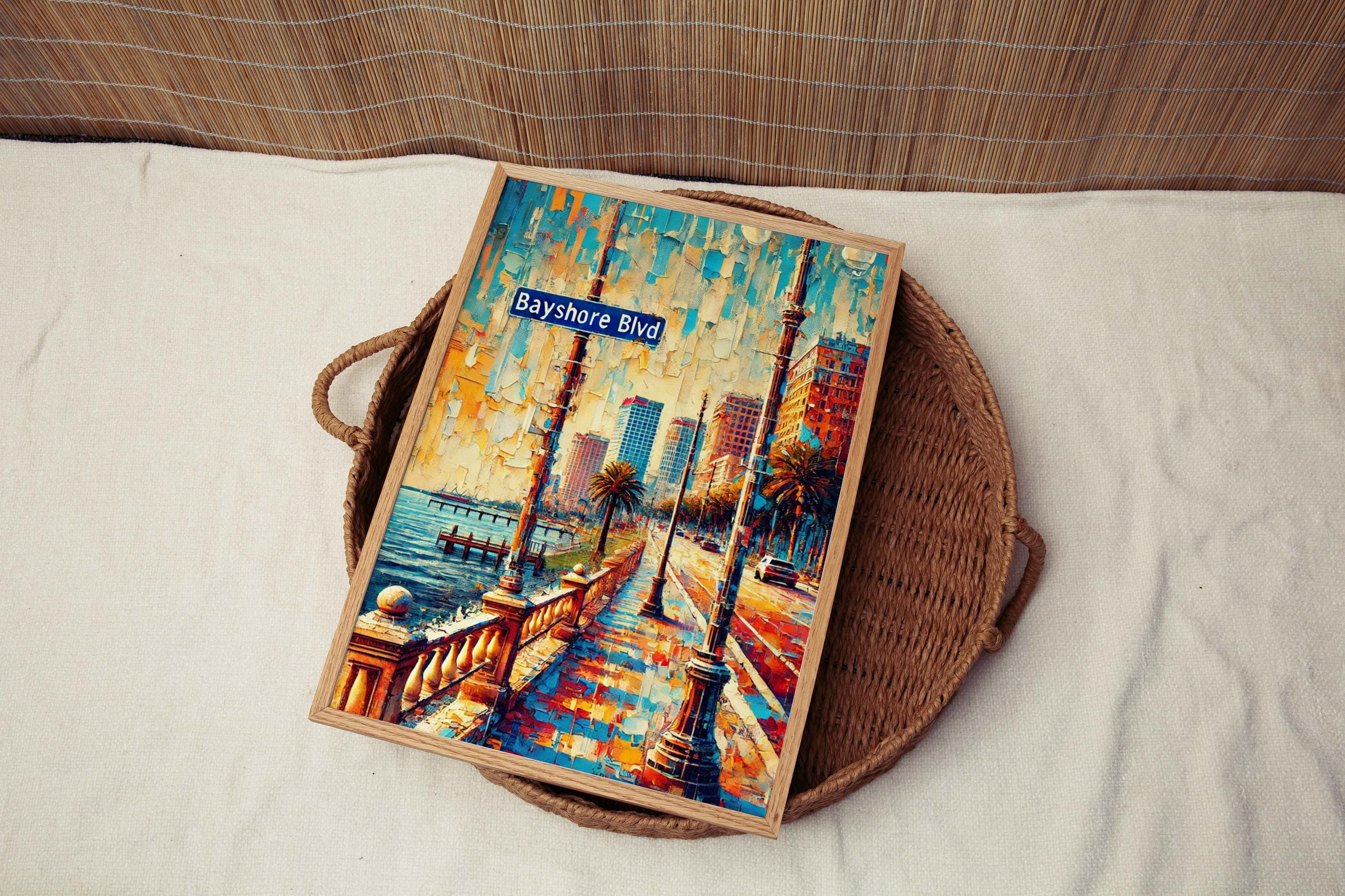 Bayshore Boulevard Poster Coastal - Tampa, Florida, USA