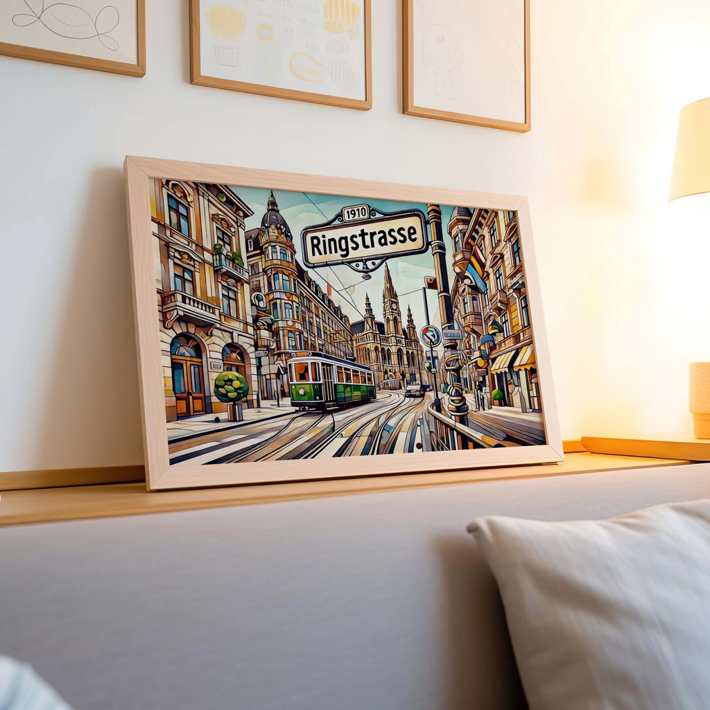 Ringstrasse Wall Art Print - Vienna Travel Poster, Austrian Decor Gift, Housewarming & Austria Art Illustration