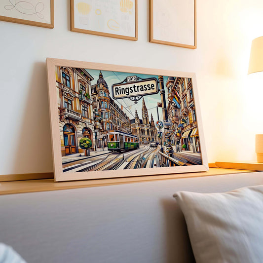 Ringstrasse Wall Art Print - Vienna Travel Poster, Austrian Decor Gift, Housewarming & Austria Art Illustration