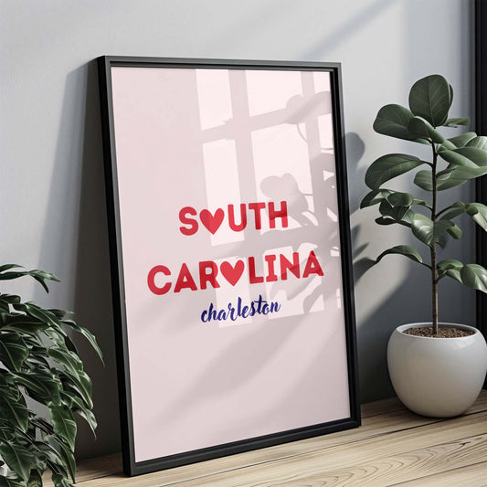 South Carolina Charleston Wall Art Printable State Poster | College Dorm Room Decor | South Carolina Home Decor | Palmetto State Gift