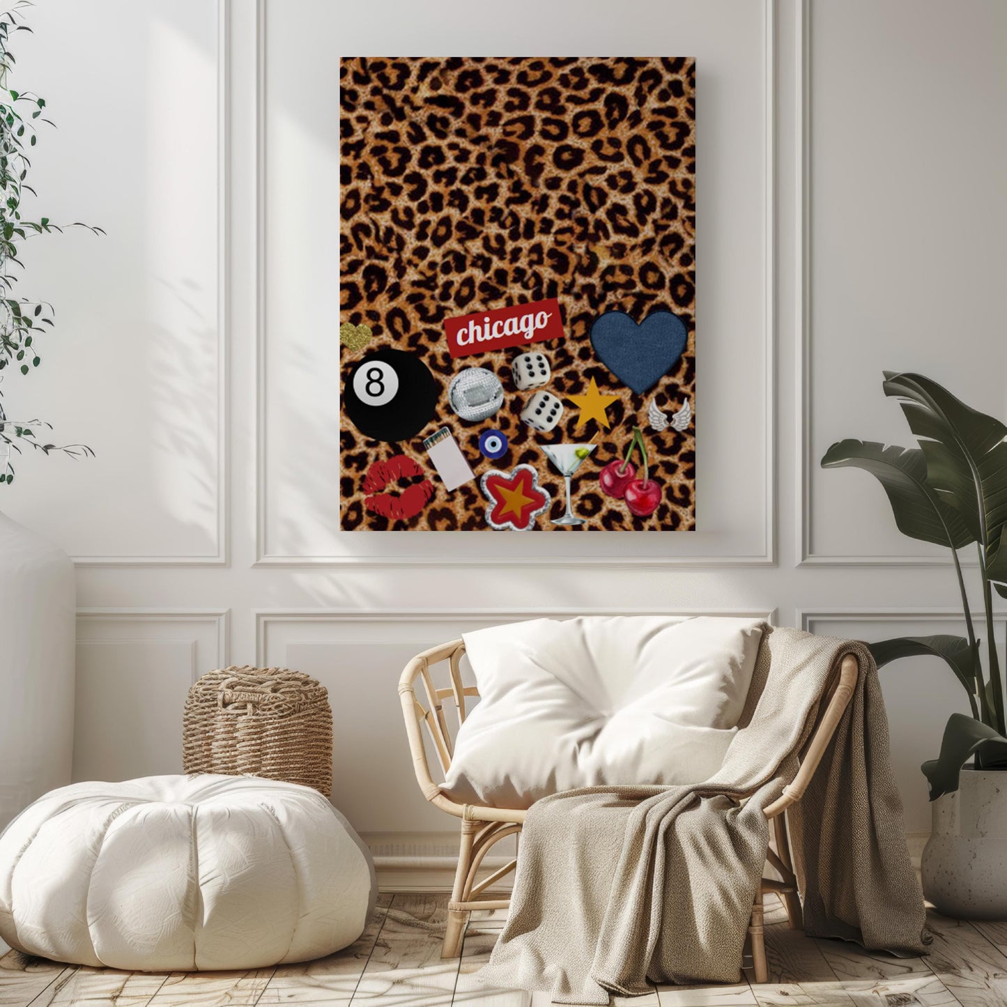 Dorm Art Chicago Cheetah Wall Print for College Girl Dorm, Travel & Home Decor, Housewarming Gift, Unique College Wall Artwork