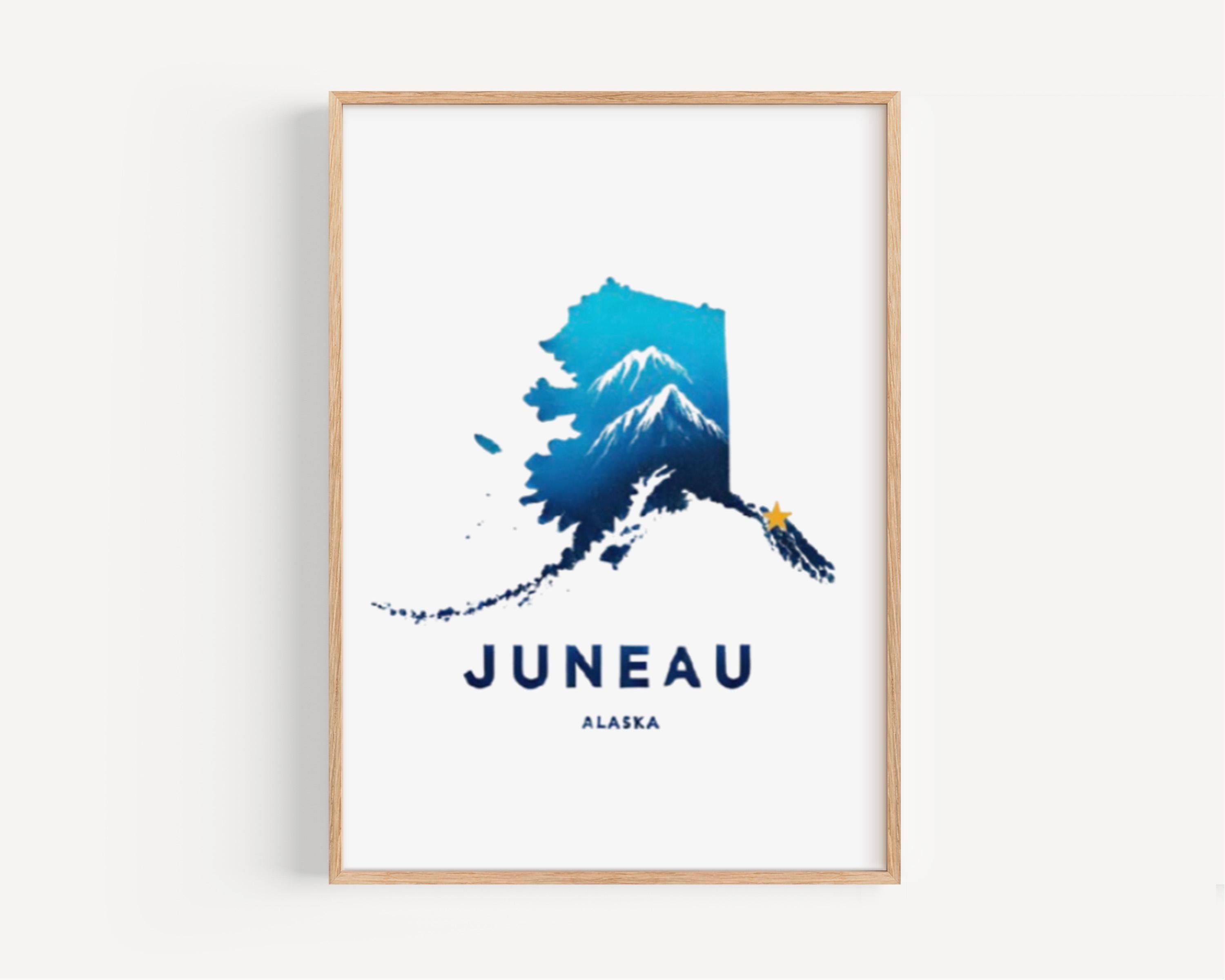 Juneau Wall Art Print - Alaska Travel Decor, Housewarming & College Gift, Rustic Home Decor, Juneau Alaska Gift Idea