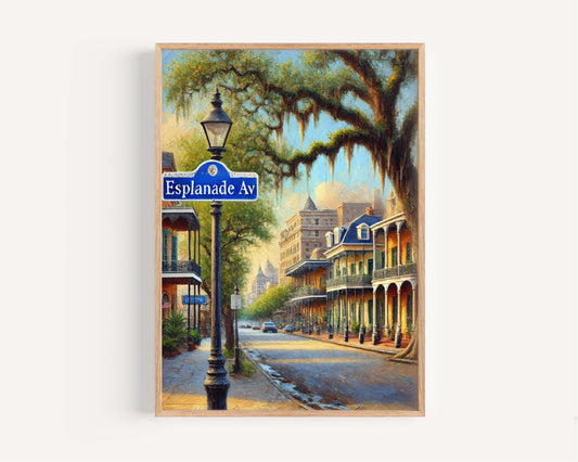 Esplanade Ave Print - New Orleans Wall Art, Louisiana Travel Poster, Esplanade Avenue Home Decor, New Orleans Gift & Housewarming Present