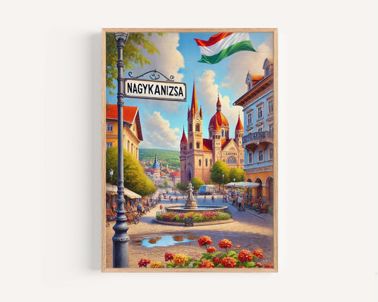 Nagykanizsa Art Wall Print – Hungary City Travel Poster, Housewarming Gift, Nagykanizsa Map Artwork, Hungarian Home Decor
