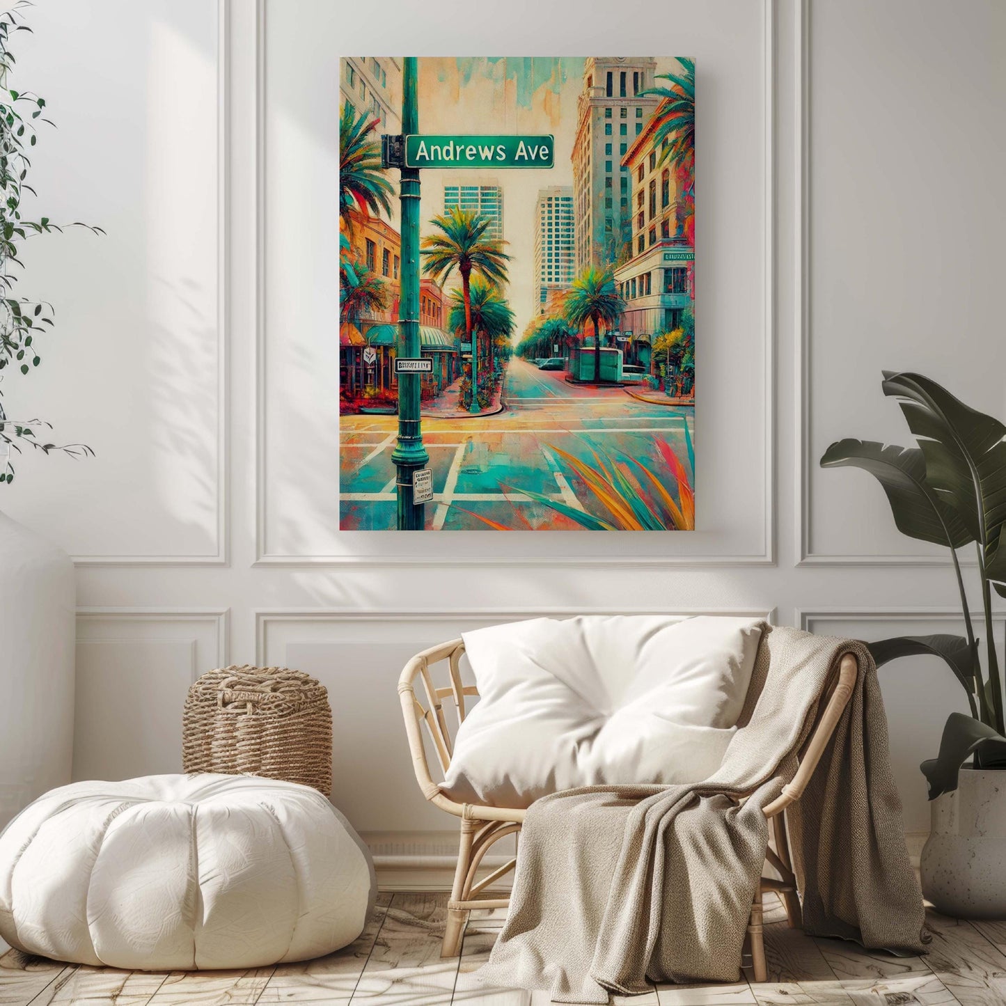 Andrews Ave Print - Fort Lauderdale Wall Art, Florida Travel Poster, Beach House Decor, Housewarming Gift, Coastal City Skyline Artwork