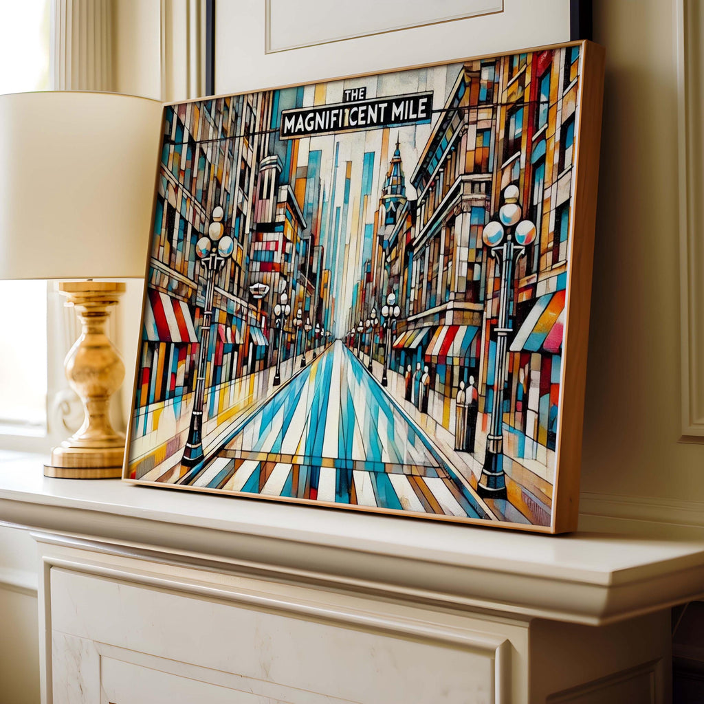 Magnificent Mile Cubist Wall Art - Chicago, Illinois, USA
