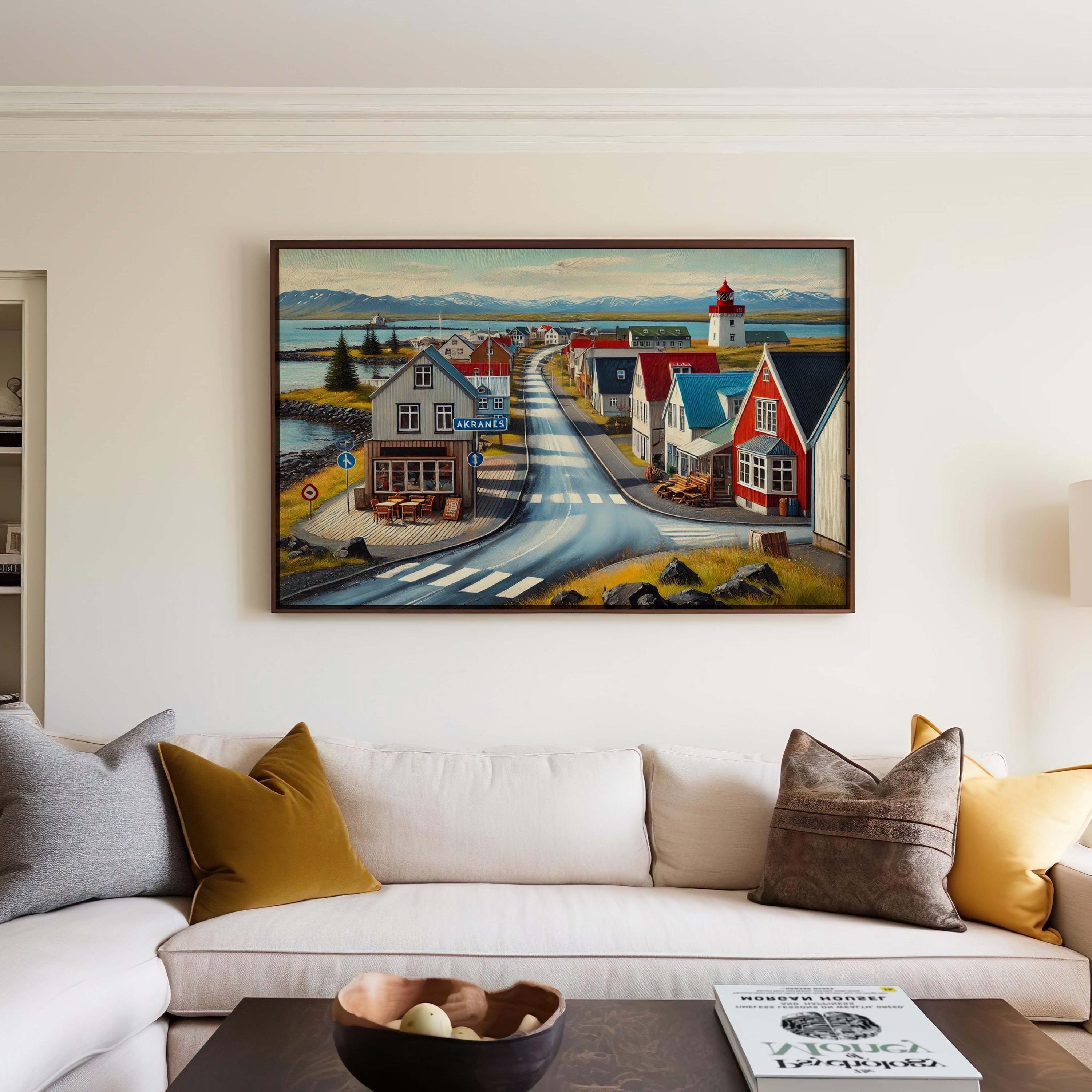 Akranes Art Print - Iceland City Wall Art, Travel Poster, European Decor, Housewarming Gift, Unique Icelandic Landscape Artwork