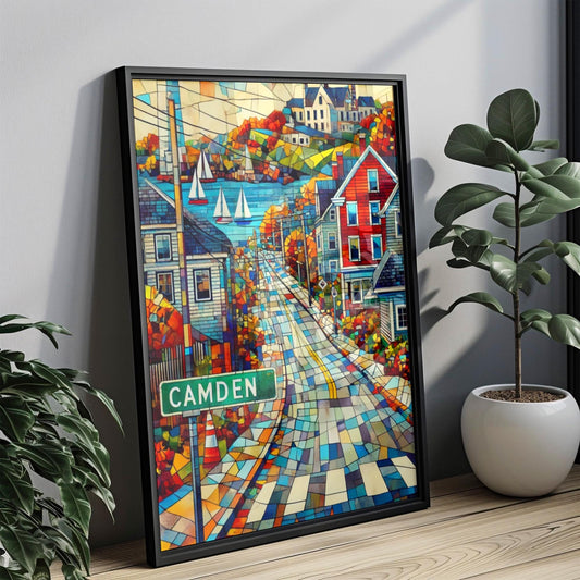 Art Camden Wall Art Print - Maine Travel Poster, USA Souvenir & Housewarming Gift, Coastal Maine Decor, Nautical Wall Art