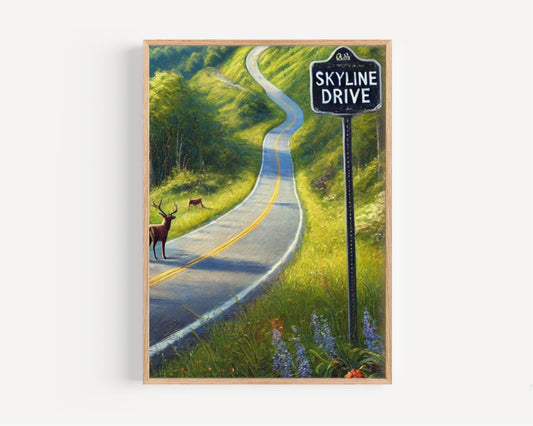 Skyline Drive Wall Art Print - Virginia Travel Poster, America Decor, Housewarming Gift, Scenic Virginia Art, Travel Wall Decor