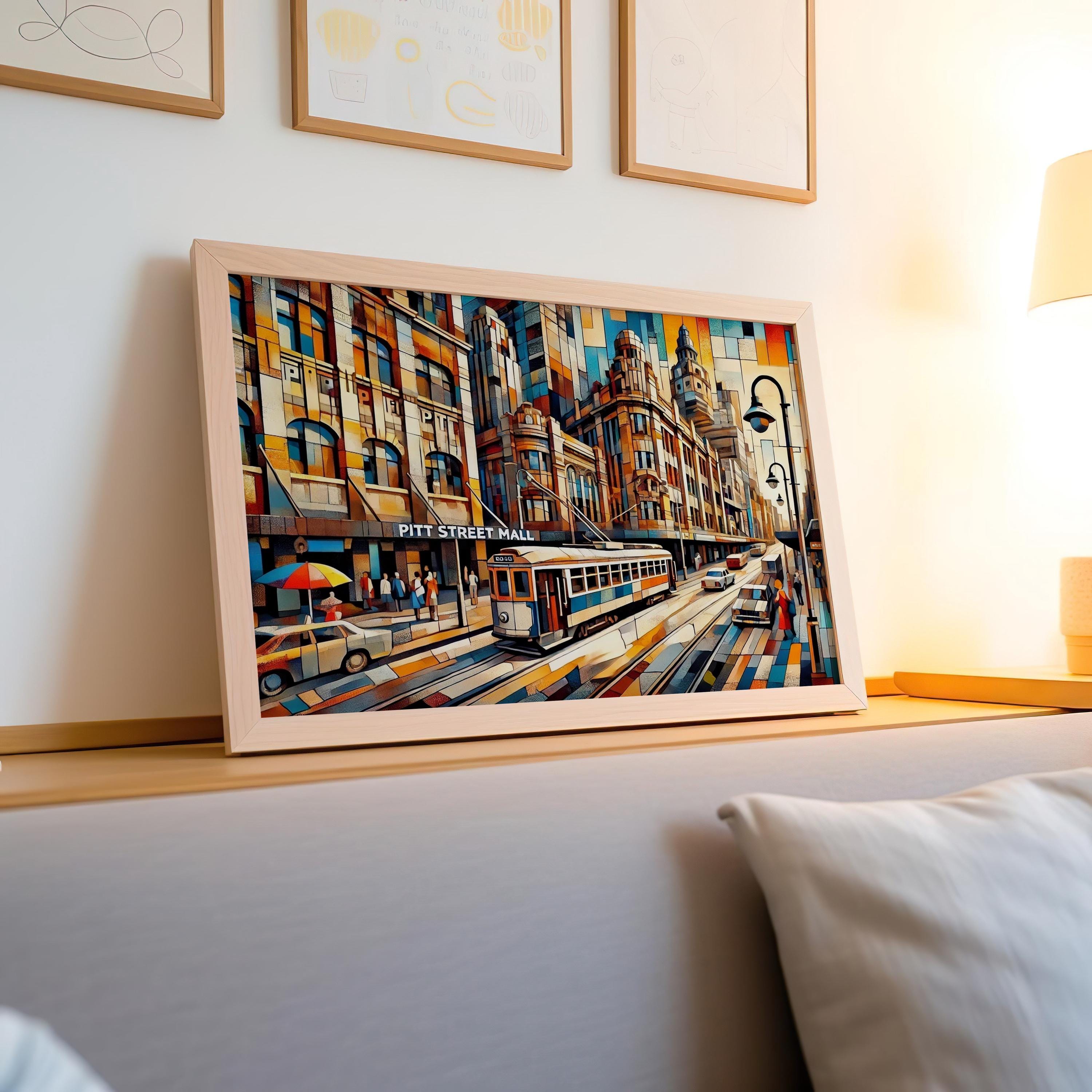 Pitt Street Mall Wall Art - Sydney Travel Print & Australia Gift, Modern Travel Poster, Housewarming Decor, Aussie Cityscape Art