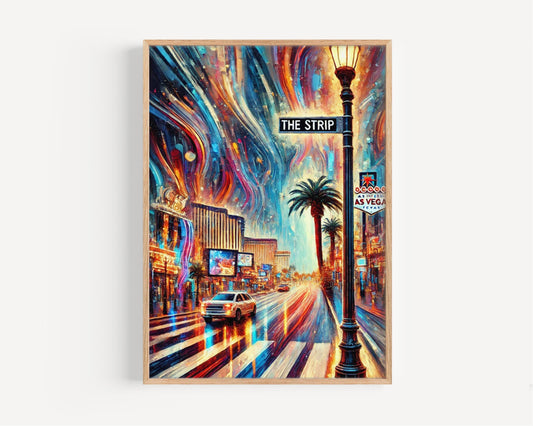 Las Vegas Strip Wall Art Print, Travel Poster, Nevada Art, Housewarming Gift, LA & Vegas Travel Decor, Modern Cityscape Illustration