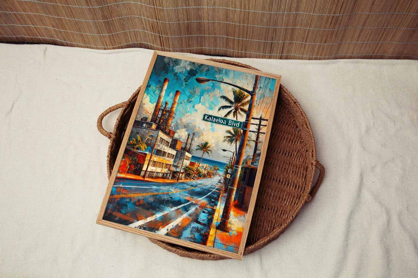 Kalaeloa Blvd Print - Hawaii Wall Art Travel Poster, Oahu Map Decor, Honolulu Gift, Kapolei Housewarming & Island Beach Illustration