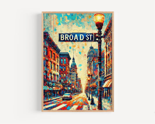 Chattanooga Broad St Wall Art Print - Tennessee Travel Poster, Housewarming Gift, Chattanooga Artwork, Broad Street Decor
