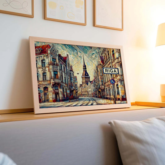 Handmade Riga Latvia Cityscape Wall Art - Baltic Decor