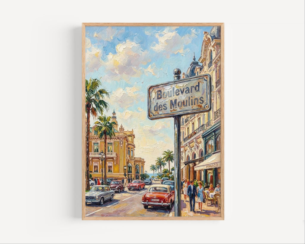 Boulevard des Moulins Wall Art Print: Monte Carlo Monaco Travel Poster