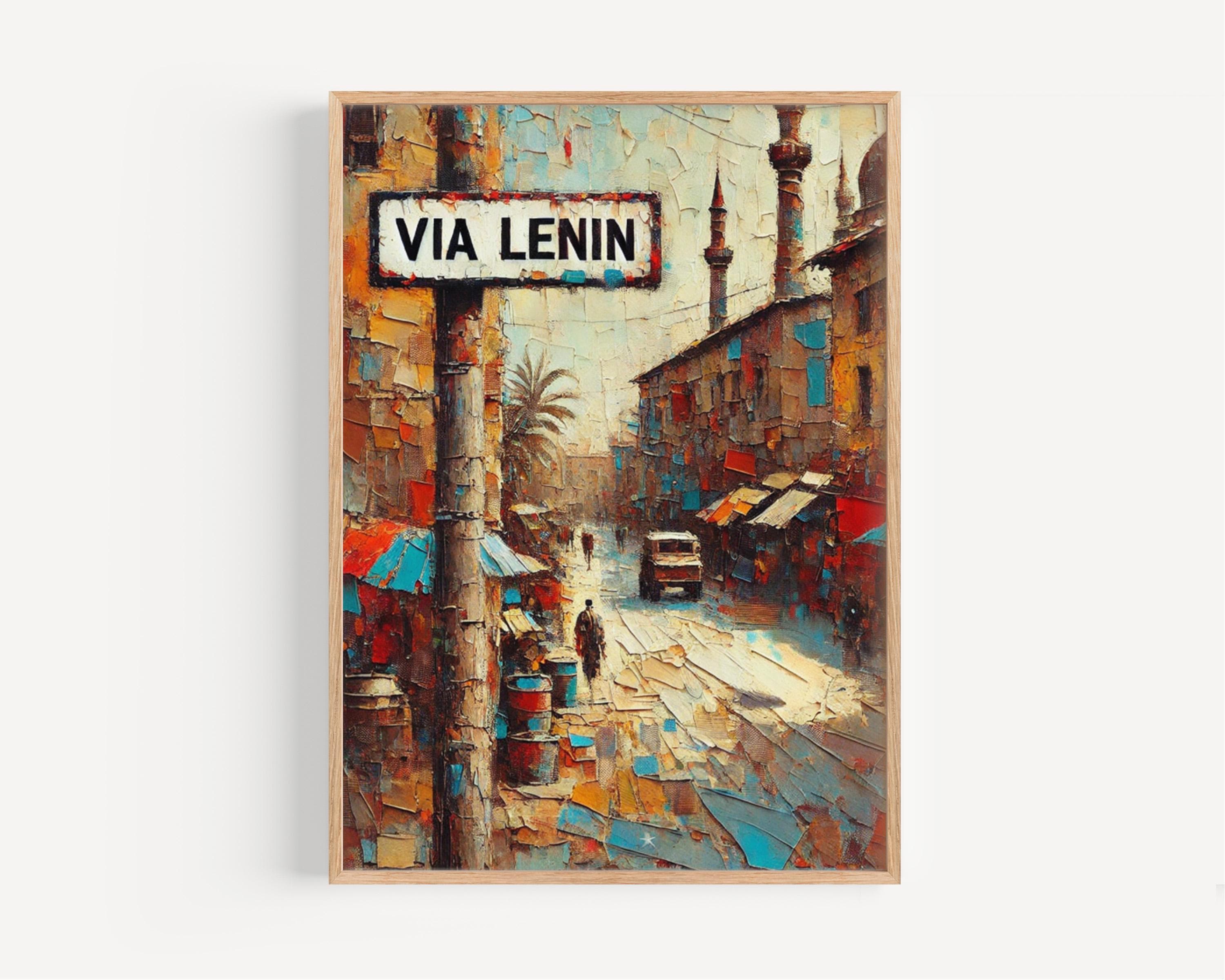Via Lenin Wall Art, Mogadishu Print, Somalia Art, Street Sign Decor, Travel Souvenir, City Gift, Urban Landscape, Museum-Grade Paper