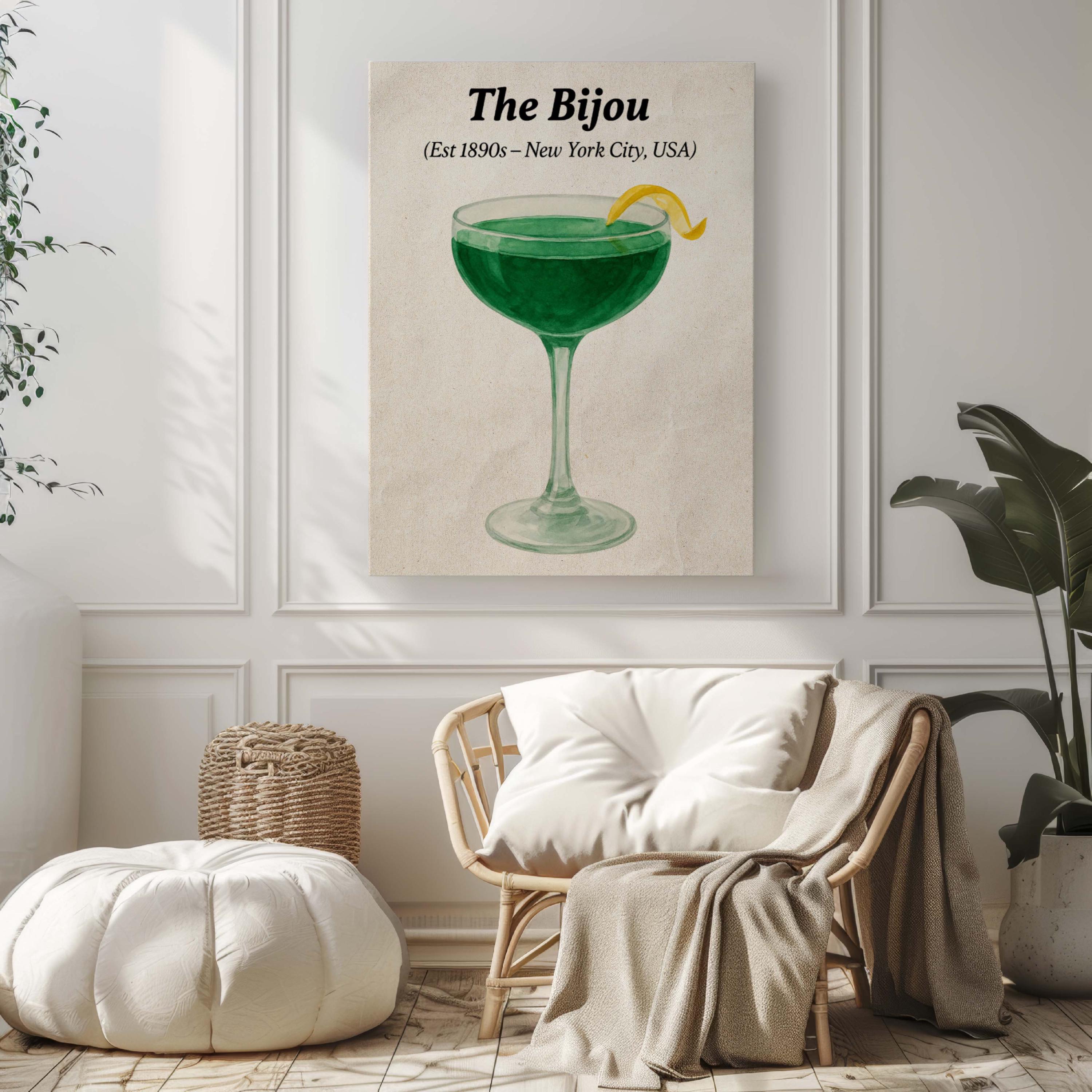 Bijou Cocktail Art Print Jewel-Tone