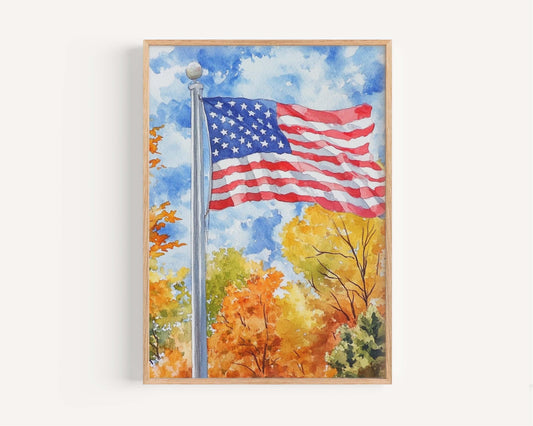 American Flag Artwork | USA Wall Art Patriotic Print | United States Home Decor | American Flag Poster for Living Room or Office