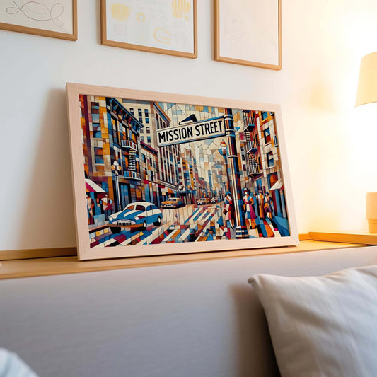 Mission Street Wall Art, Mission St Cubism Print, San Francisco Cubism Art, California Gift, Travel Print, Travel Poster, Housewarming Gift