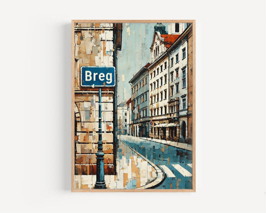 Ljubljana Breg Street Wall Art, Slovenia Travel Poster, Old Town Cityscape, Travel Souvenir, Home Decor, Fine Art Print, Unique Gift