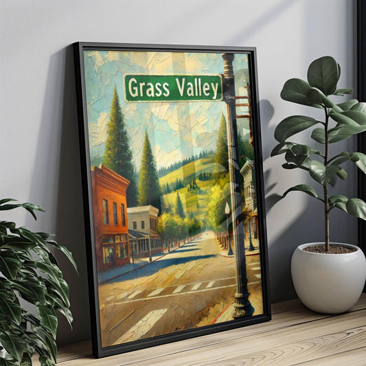 California Grass Valley Wall Art, Travel Poster, California Gift, Housewarming Decor, American Print, Vintage Style Travel Art