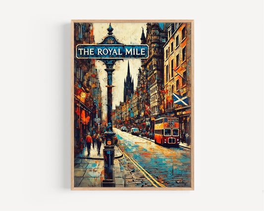 The Royal Mile Wall Art Print - Edinburgh Scotland Travel Poster, Scotland Gift, Housewarming Decor, UK Travel Art, Vintage Style Cityscape