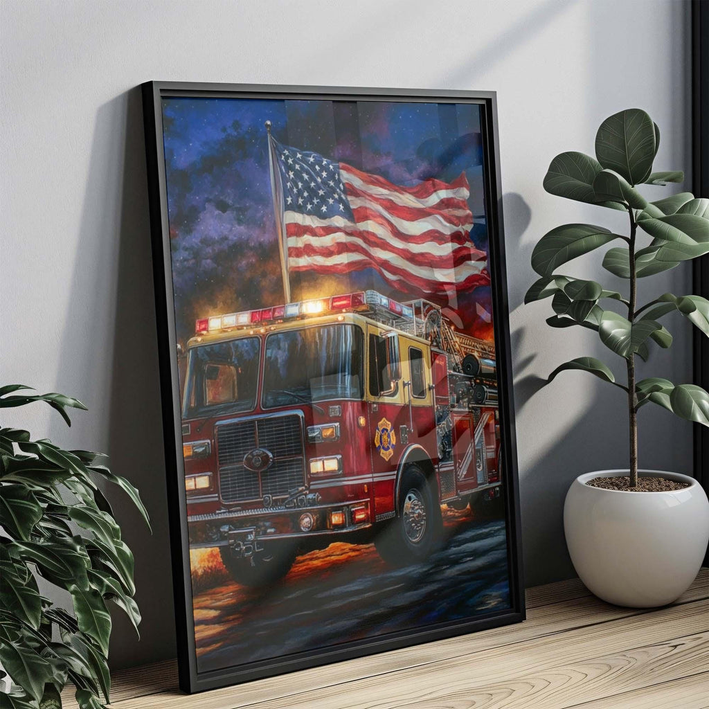 Firetruck Wall Art Patriotic - United States