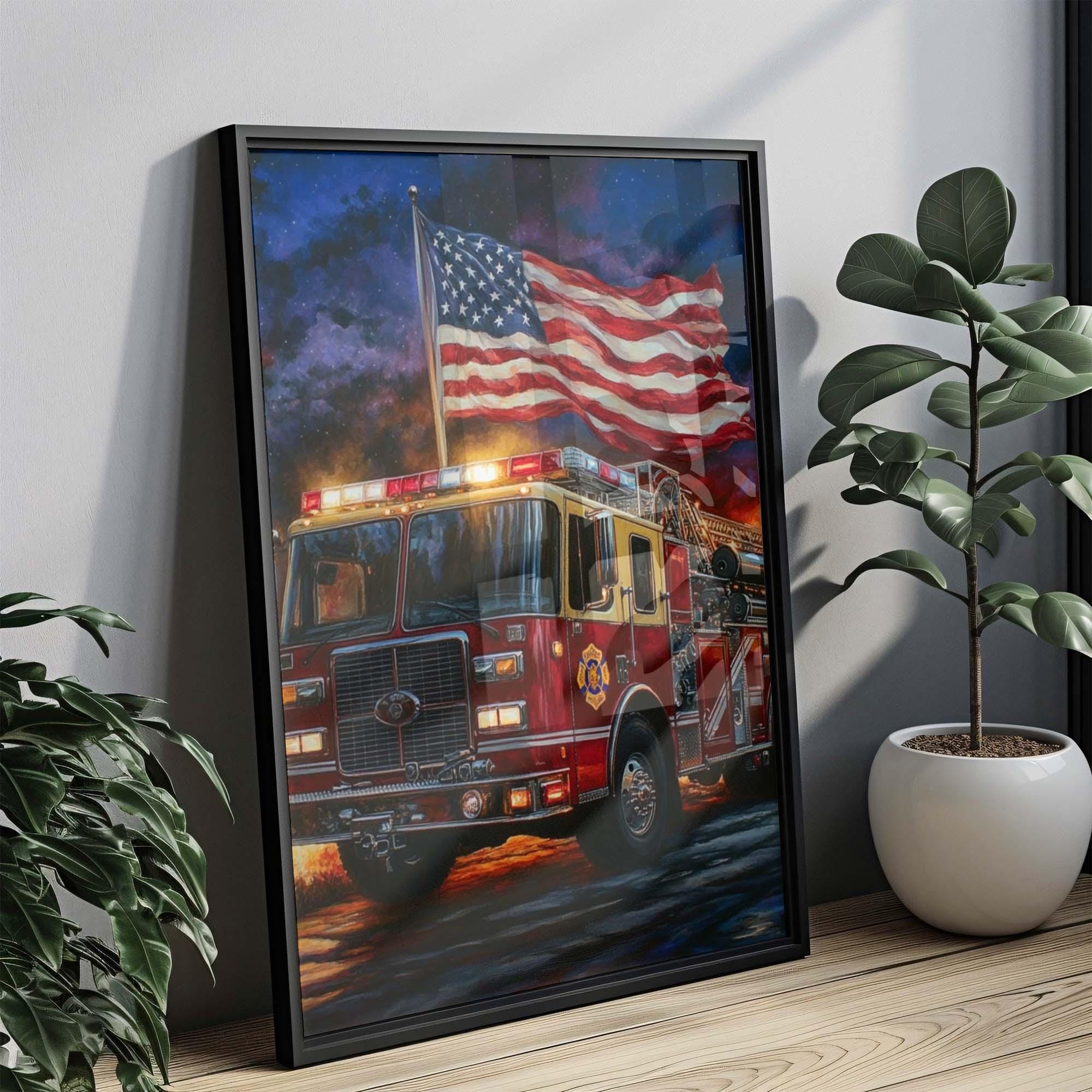 Firetruck Wall Art Patriotic - United States