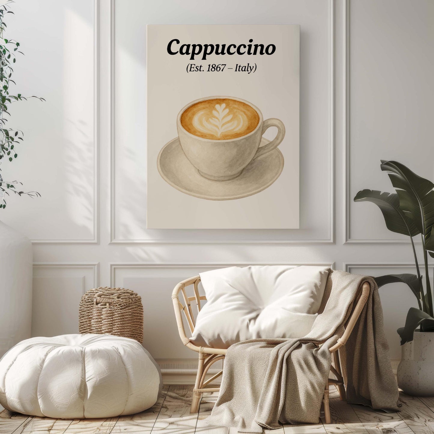 Latte Art Print: Cappuccino Coffee Wall Art for Kitchen