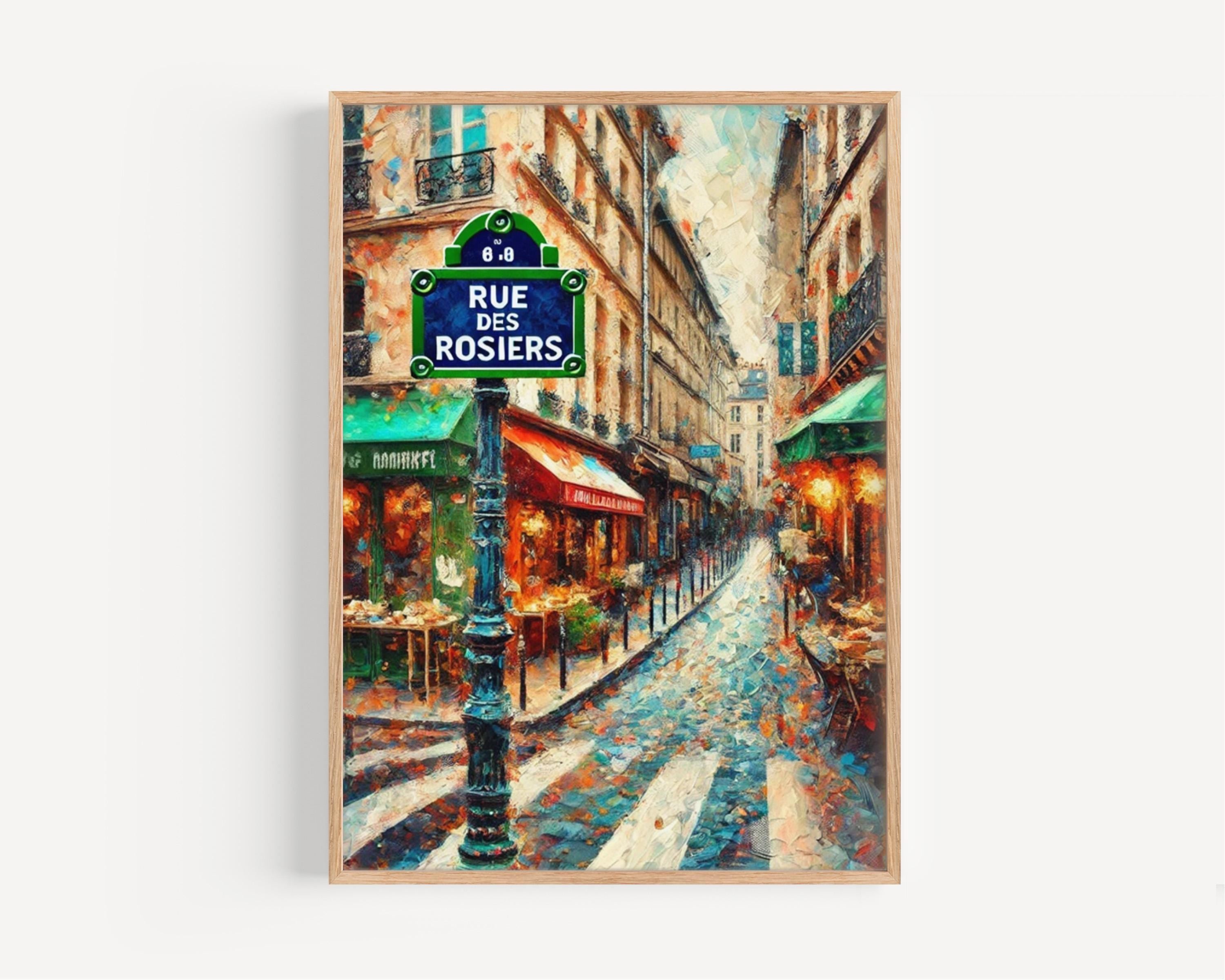 Rue des Rosiers Wall Art, Paris Street Sign Print, France Travel Poster, French Cityscape Art, Marais District Decor, Personalized Gift