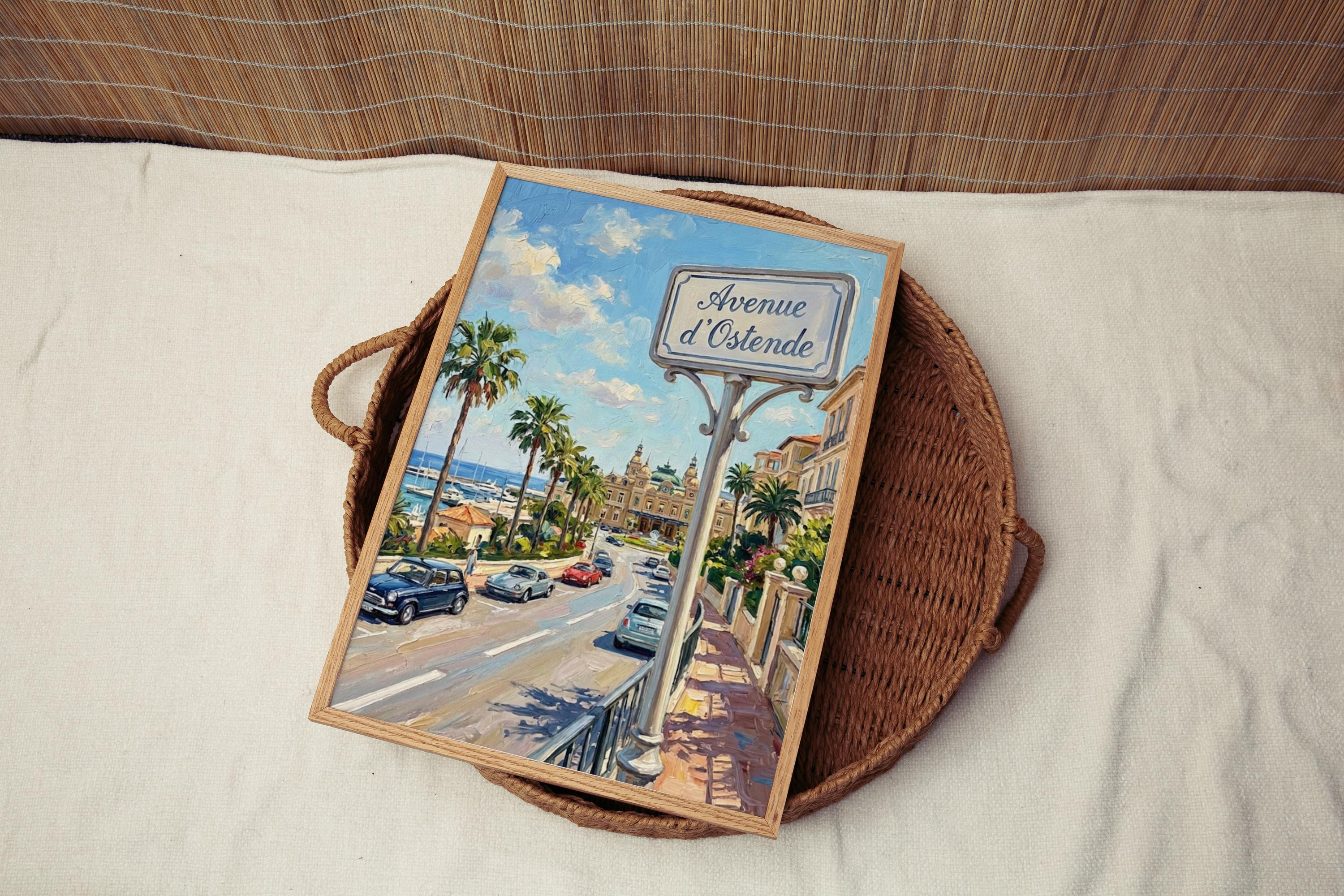 Avenue d'Ostende Wall Art Print: Monte Carlo Monaco Travel Poster