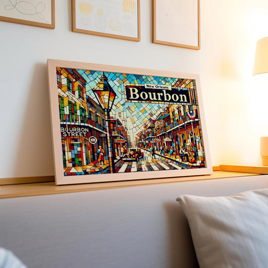Bourbon Street Wall Art Cubism Print New Orleans Travel Poster Housewarming Gift Unique Louisiana Decor