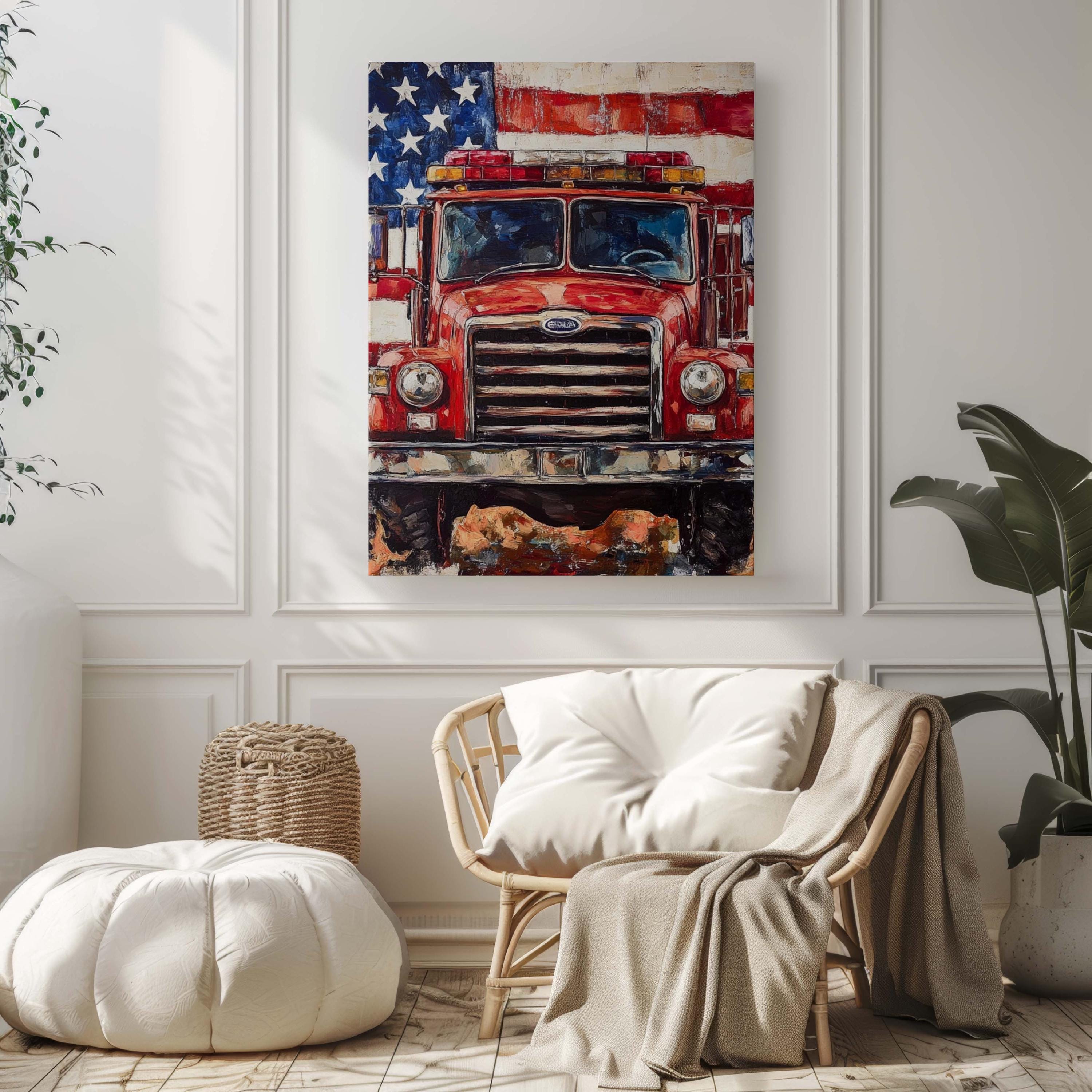 Firetruck Wall Art Vintage - United States