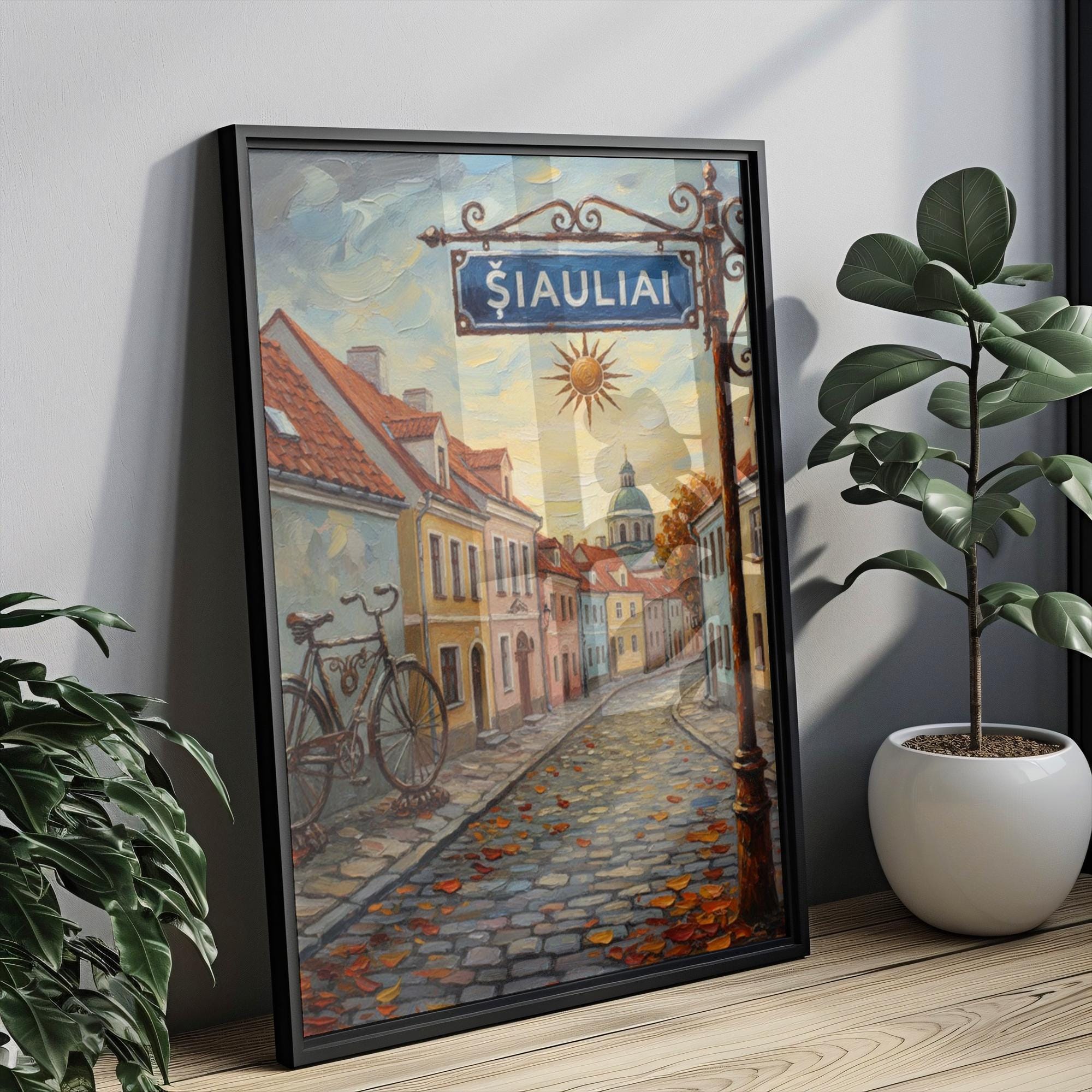 Siauliai Street Sign Art Print: Lithuania Travel Poster Wall Decor