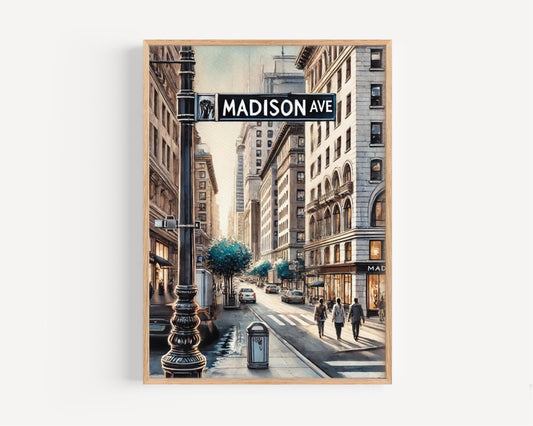 Madison Avenue Manhattan Print, NYC Street Sign, Urban Decor