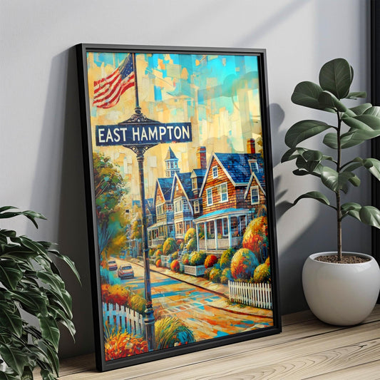 East Hampton Wall Art Print - New York Travel Poster & American Art Decor, Perfect Housewarming Gift