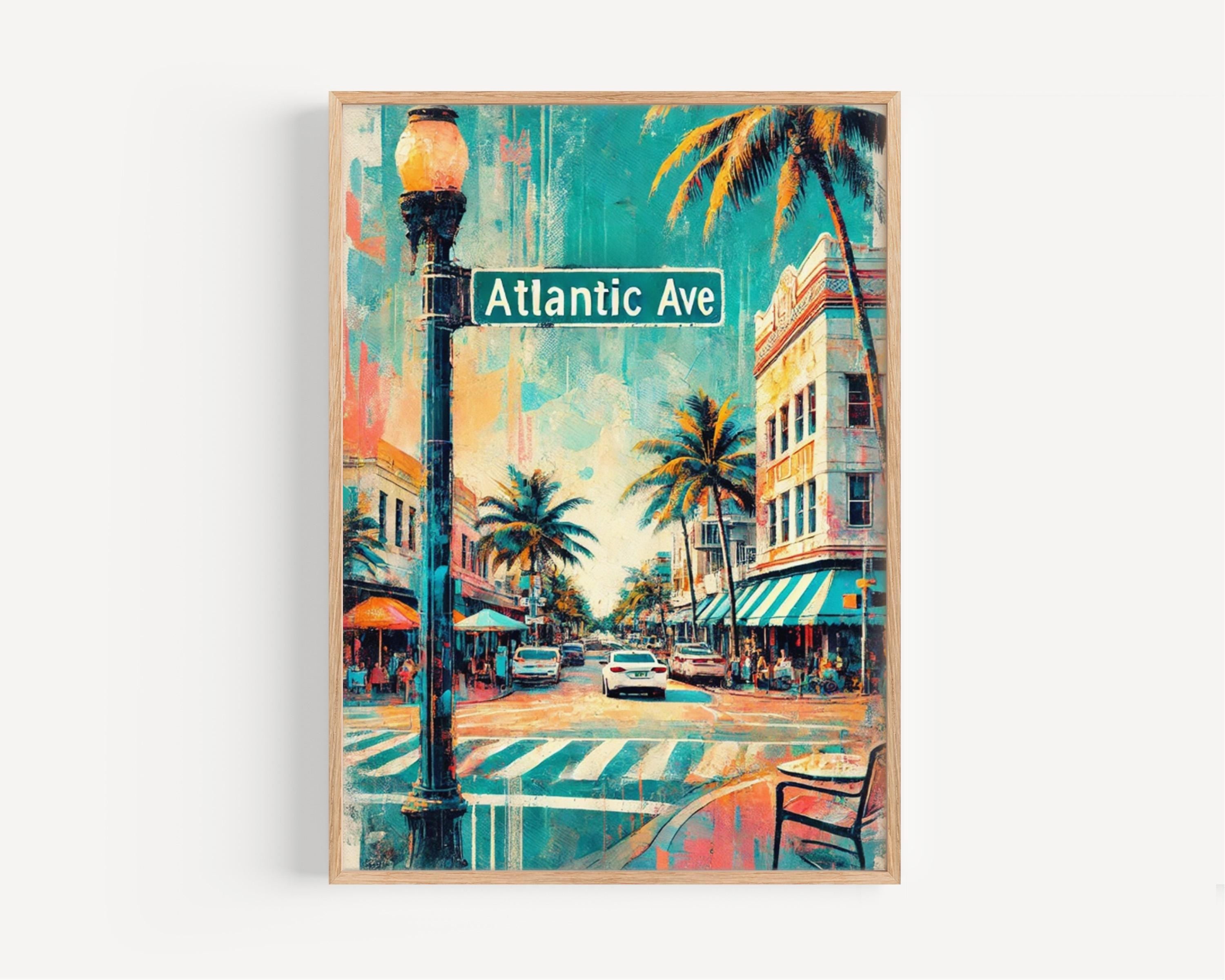 Wall Art Atlantic Ave Print Delray Beach Florida Travel Poster Beach Gift Housewarming Decor