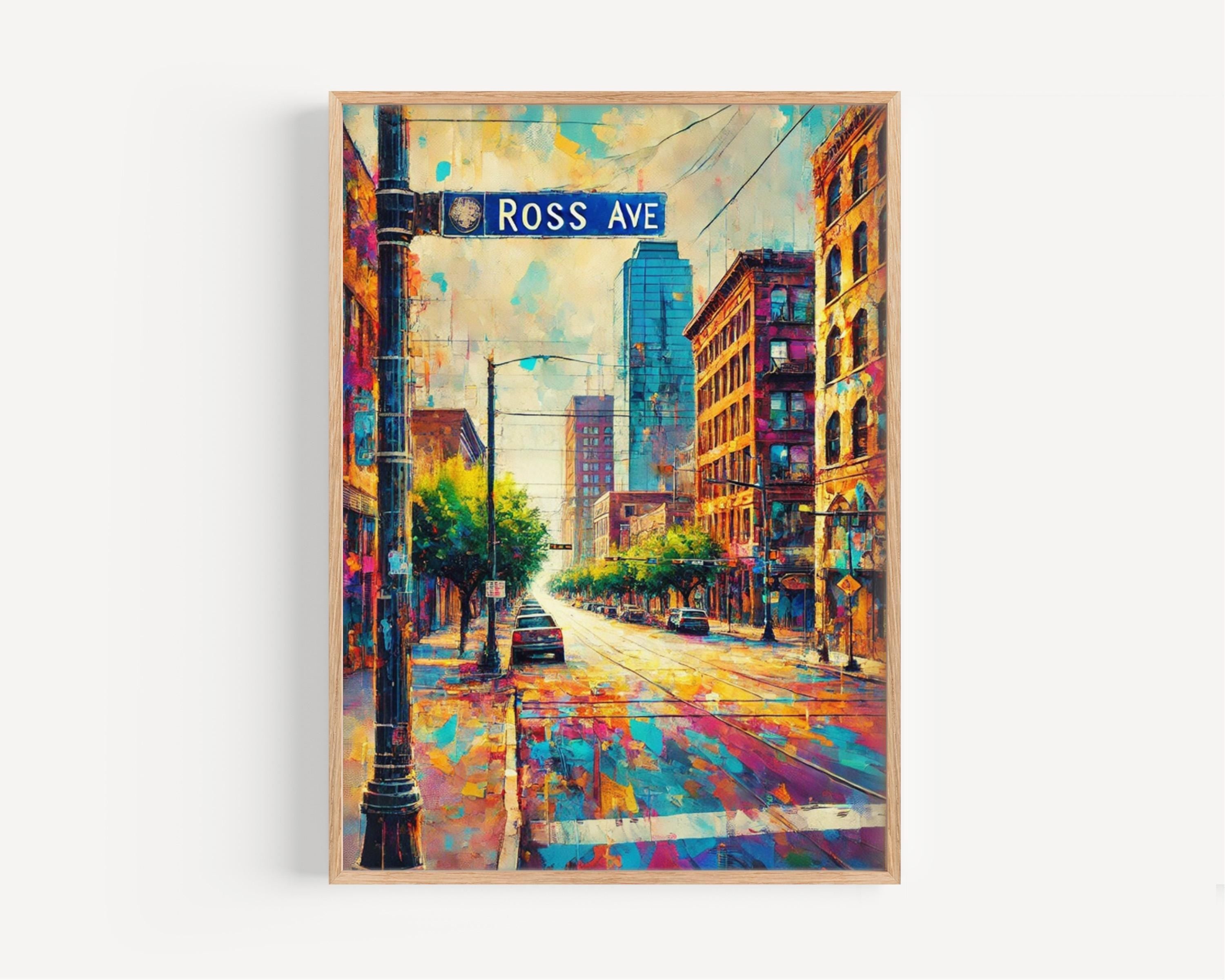 Texas Ross Ave Wall Art Print – Dallas Travel Poster And Texas Gift, Modern Wall Decor for Home & Housewarming Present