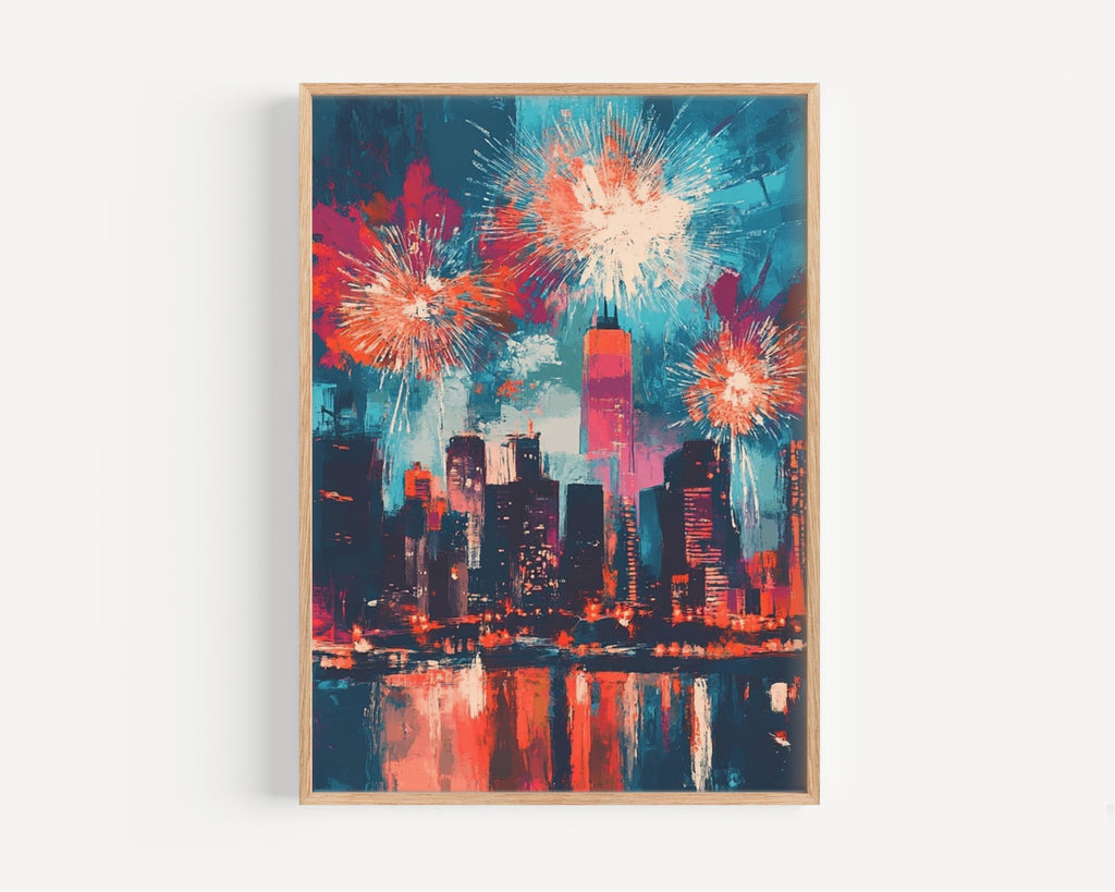Patriotic NYC Skyline | Abstract Wall Art | Patriotic Wall Art | USA Poster | United States | American Independence Artwork for Home Decor