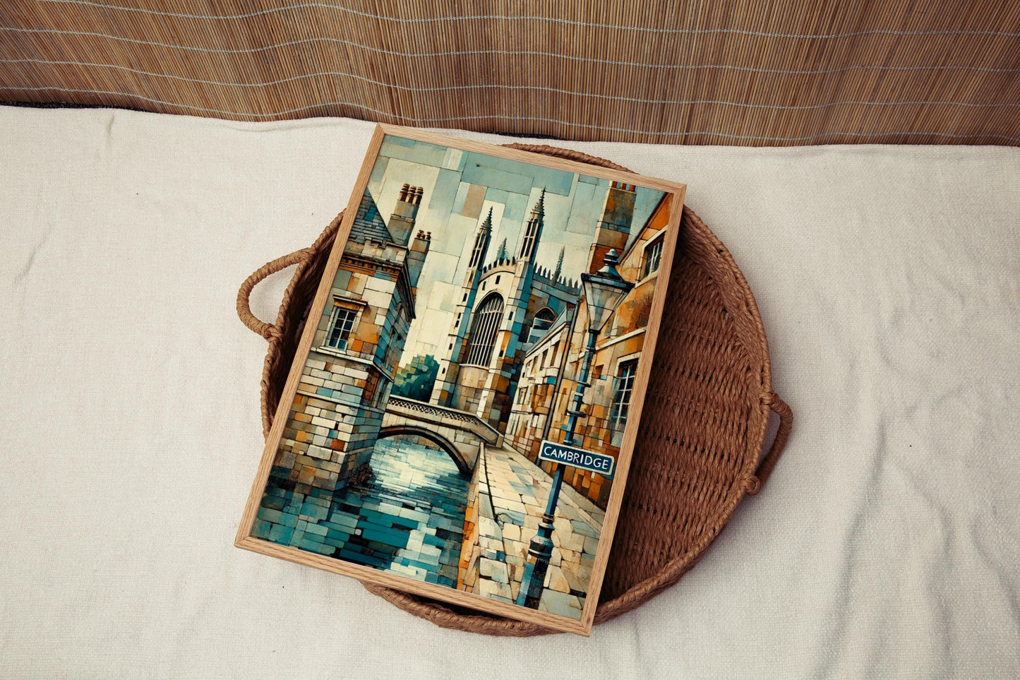 Cambridge Wall Art Print – UK Travel Poster, United Kingdom Artwork, Housewarming Gift, Cambridge Cityscape Art, UK Home Decor