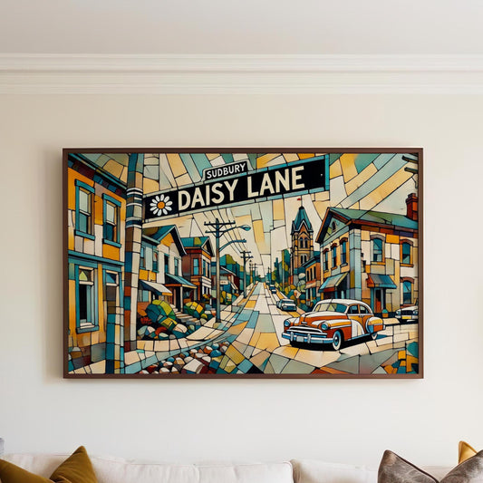 Daisy Lane Wall Art Print, Sudbury Ontario Travel Poster, Housewarming Gift, Ontario Home Decor, Daisy Ln Map Art, Canada Travel Print