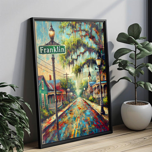 Art Franklin Wall Art Print - Louisiana Travel Poster, American Housewarming Gift, Unique Louisiana Home Decor