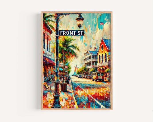 Front St Print Key West Wall Art, Florida Travel Poster, Coastal Home Decor, Housewarming & Florida Gift, Beach Vibes Artwork