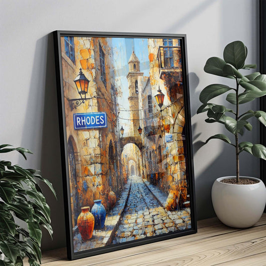 Rhodes Art - Greek Travel Print Wall Art, European Home Decor, Housewarming Gift, Rhodes Poster, Greece Artwork for Living Room & Office