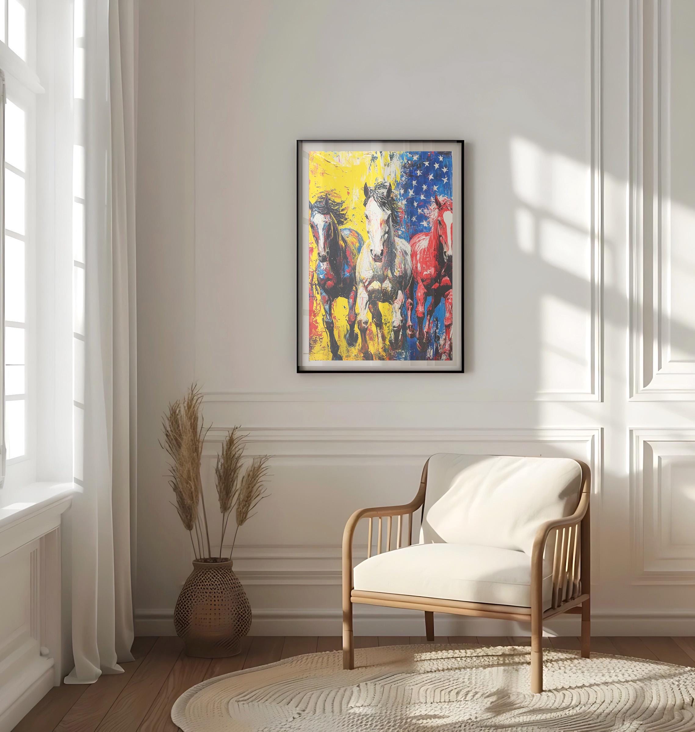 Patriotic Horses Poster Abstract - United States
