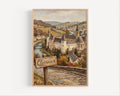 Clervaux Street Sign Art Print: Luxembourg Castle Town Travel Poster