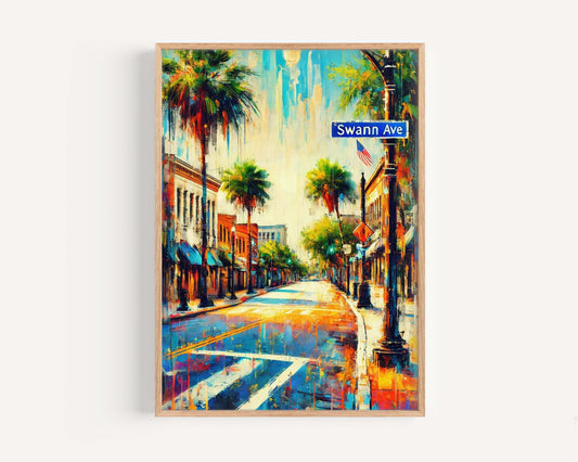 Swann Avenue Print Tampa Wall Art, Florida Travel Poster, Housewarming Gift, Coastal Home Decor, Florida Art, Tampa Bay Gift