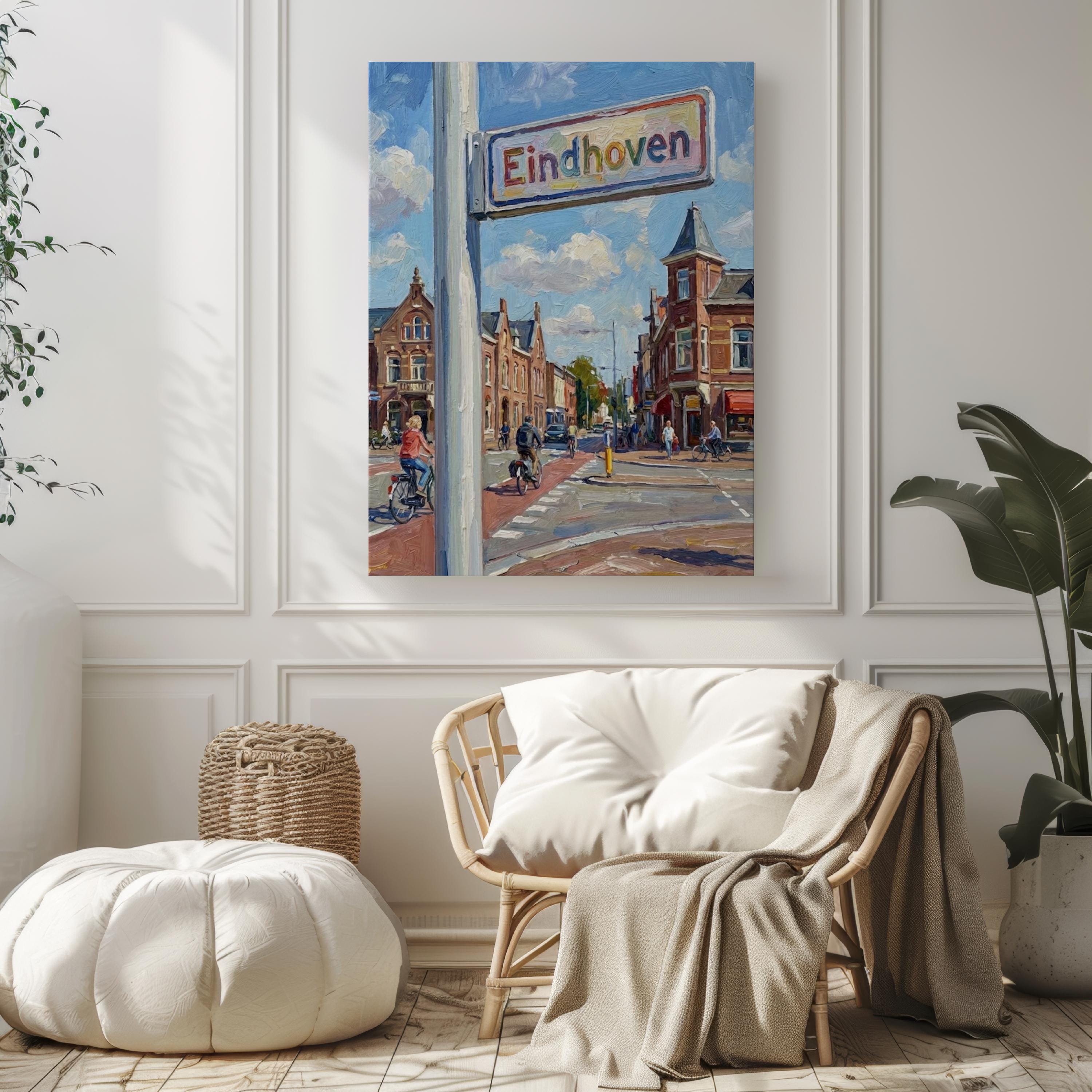 Eindhoven Street Sign Wall Art Print: Modern Dutch City Travel Poster