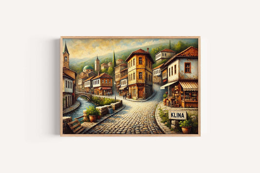 Klina Art Kosovo Wall Print Travel Poster & European City Decor, Klina City Artwork, Perfect Housewarming Gift and Home Wall Decor